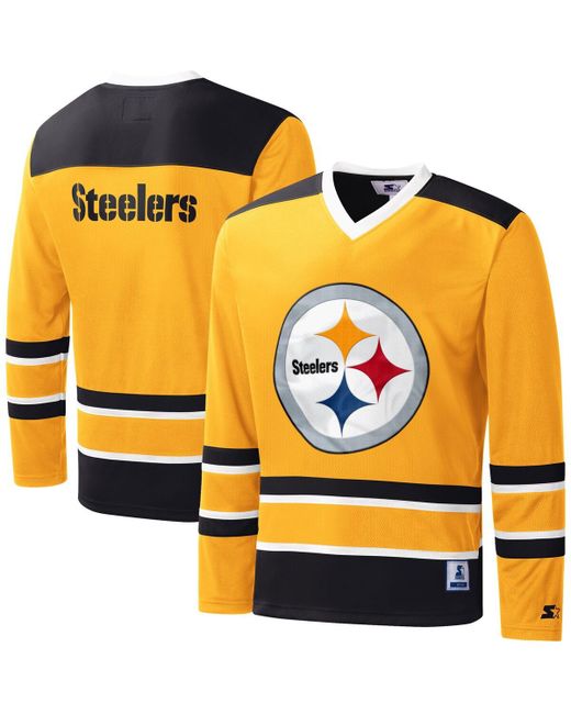 Starter Pittsburgh Steelers Cross-Check V-Neck Long Sleeve T-shirt