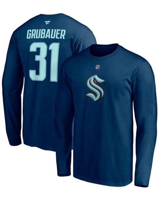 Fanatics Philipp Grubauer Seattle Kraken Authentic Stack Name and Number Long Sleeve T-shirt