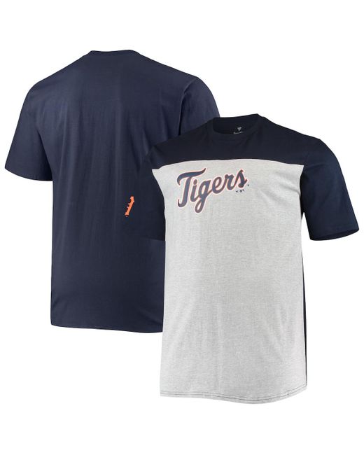 Fanatics and Heathered Gray Detroit Tigers Big Tall Colorblock T-shirt