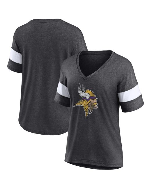Fanatics White Minnesota Vikings Distressed Team Tri-Blend V-Neck T-shirt