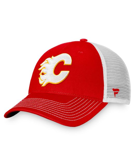 Fanatics White Calgary Flames Slouch Core Primary Trucker Snapback Hat
