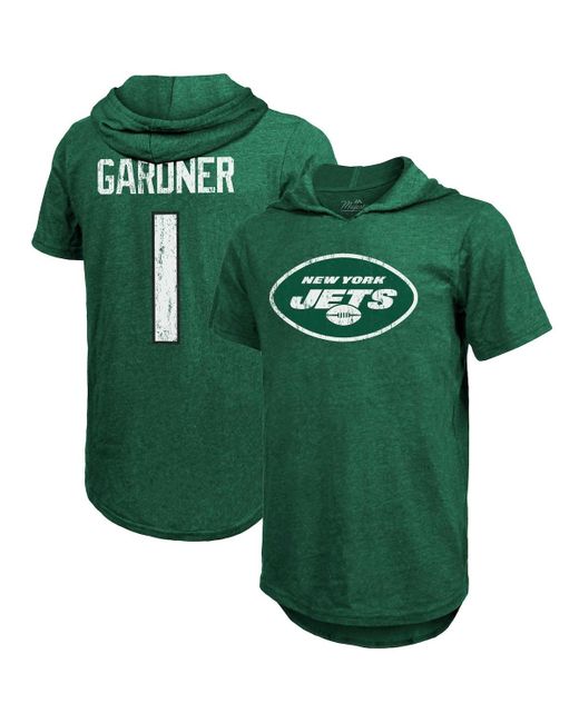 Majestic Threads Ahmad Sauce Gardner New York Jets Player Name and Number Tri-Blend Hoodie T-shirt