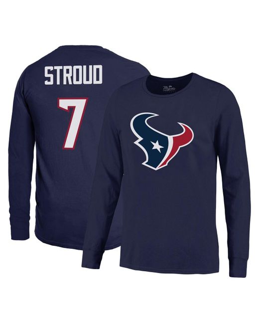 Majestic Threads C.j. Stroud Houston Texans Name and Number Long Sleeve T-shirt
