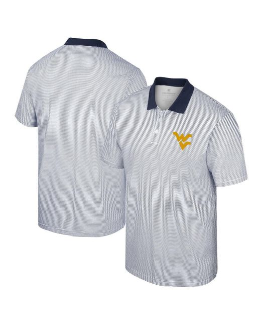 Colosseum Navy West Virginia Mountaineers Print Stripe Polo Shirt