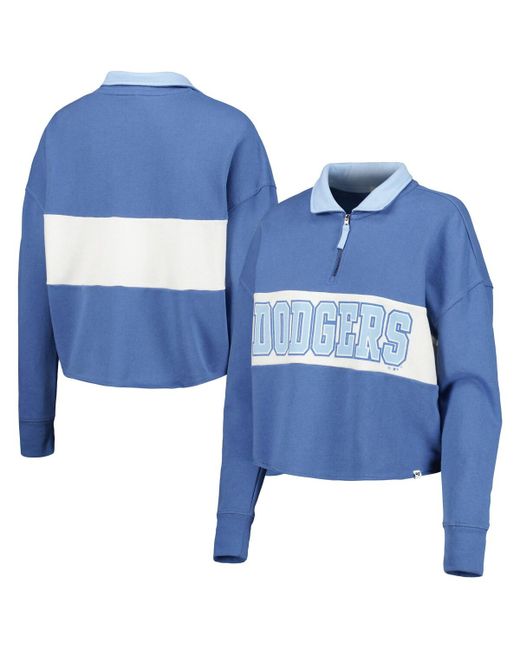 '47 Brand 47 Brand Los Angeles Dodgers Remi Quarter-Zip Cropped Top