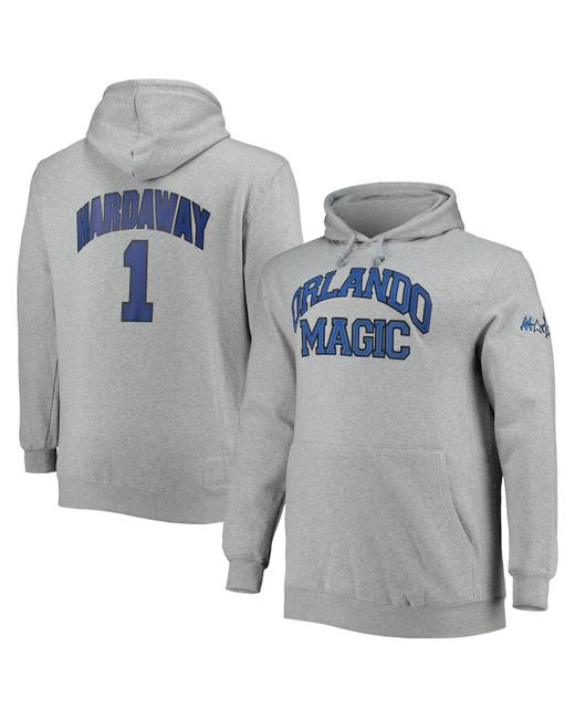 Mitchell & Ness Penny Hardaway Heather Gray Orlando Magic Big and Tall Name Number Pullover Hoodie