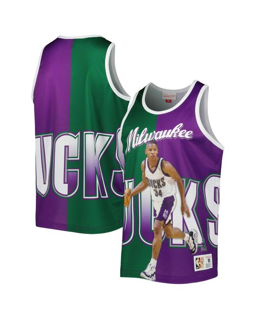 Mitchell & Ness Ray Allen and Purple Milwaukee Bucks Sublimated Player Tank Top