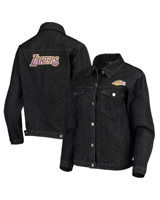 The Wild Collective Los Angeles Lakers Patch Denim Button-Up Jacket