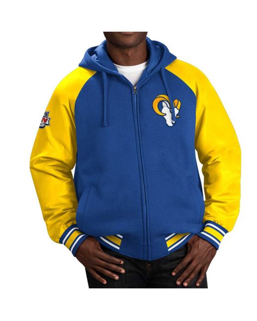 G-iii Sports By Carl Banks Los Angeles Rams Defender Raglan Full-Zip Hoodie Varsity Jacket