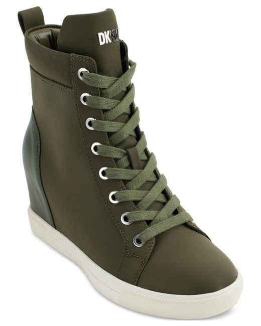 Dkny Calz Lace-Up High-Top Wedge Sneakers