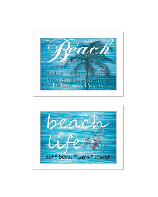 Trendy Decor 4u Beach Life 2-Piece Vignette by Cindy Jacobs White Frame 15 x 11