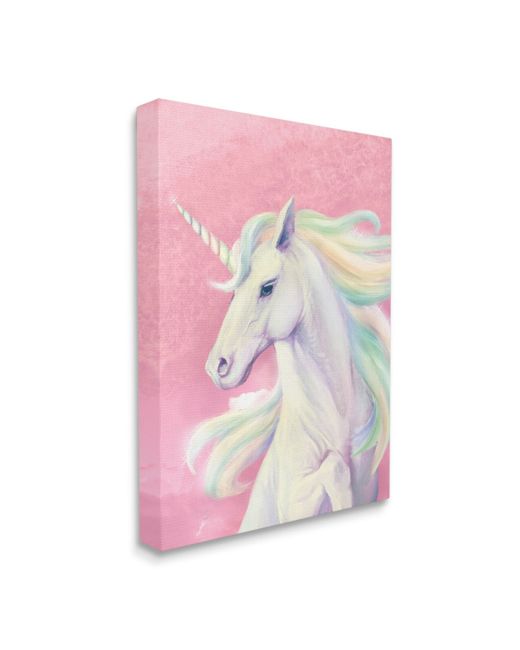 Stupell Industries Pink Unicorn Portrait Playful Rainbow Hair Art 16 x 20