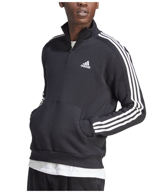 Adidas Essentials Fleece 3-Stripes Quarter-Zip Sweatshirt Wht