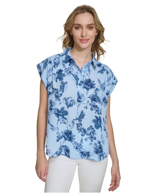 Calvin Klein Short-Sleeve Printed Button Front Shirt