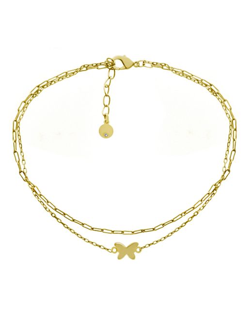 And Now This Butterfly Double Chain Anklet Plate