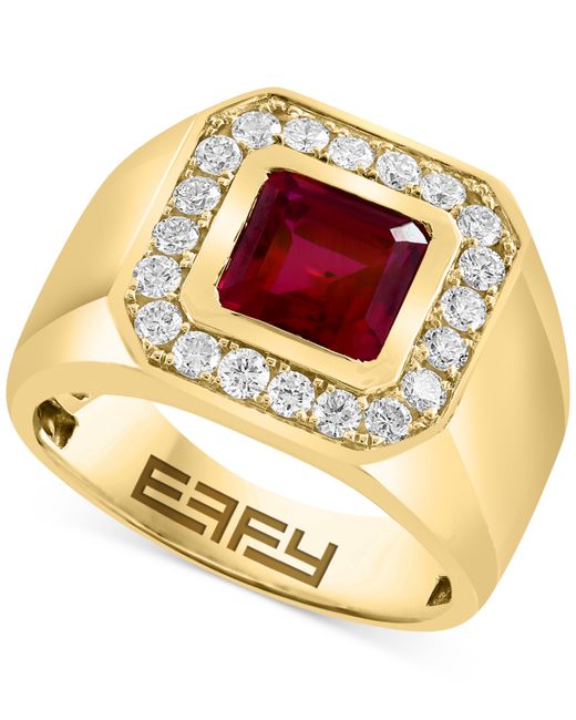 Effy Collection Effy Lab Grown Ruby 8-1/8 ct. t.w. Diamond 5/8 Halo Ring 14k Gold