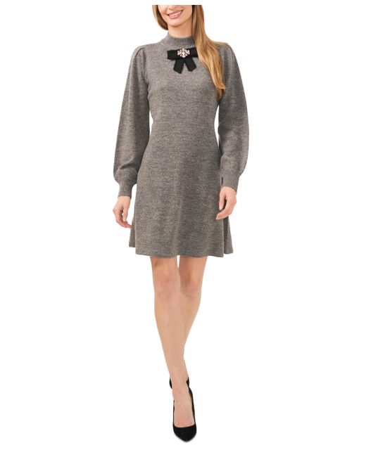 Cece Embellished Bow Long-Sleeve Sweater Dress