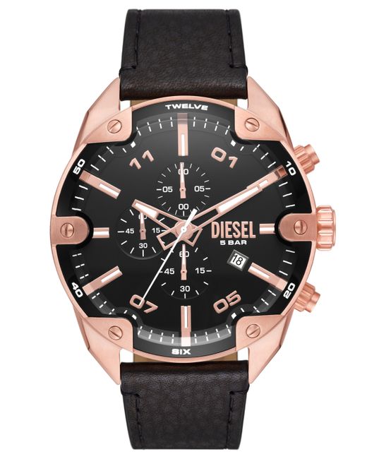 Diesel Spiked Leather Strap Watch 49mm