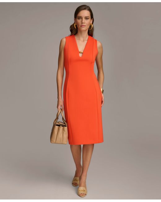 Donna Karan Sleeveless V-Neck Beaded Dress