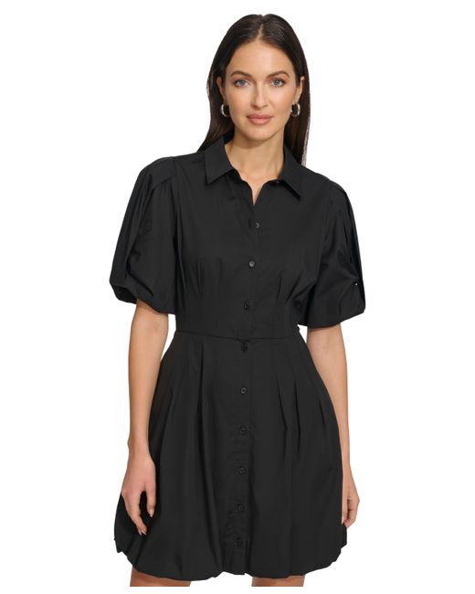 Dkny Spread-Collar Short-Sleeve Button-Front Dress