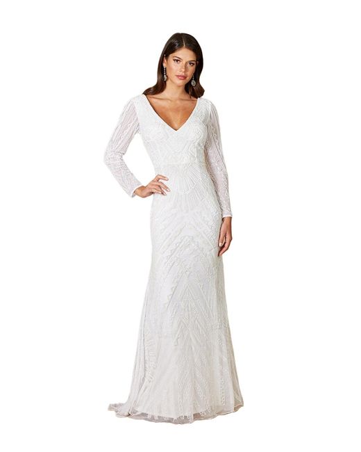 Lara Gretchen V-Neck Long Sleeve Wedding Dress
