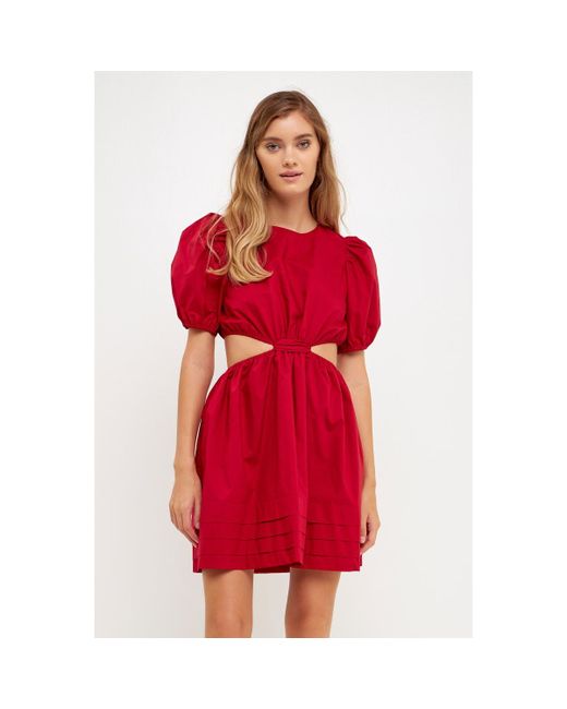English Factory Pleats with Cut-out Detail Mini Dress