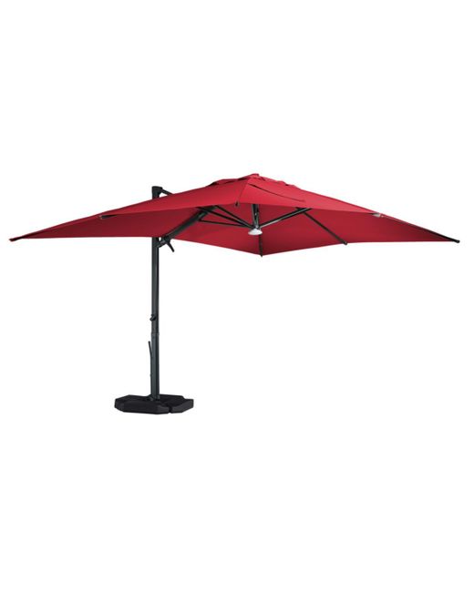 Mondawe 13ft Square Solar Led Cantilever Patio Umbrella with Included Base Stand Bluetooth Light