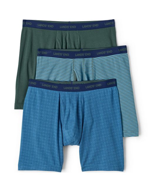 Lands' End Comfort Knit Boxer 3 Pack blue pack