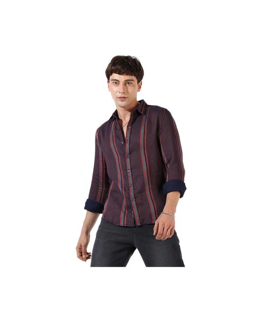 Campus Sutra Striped Regular Fit Casual Shirt