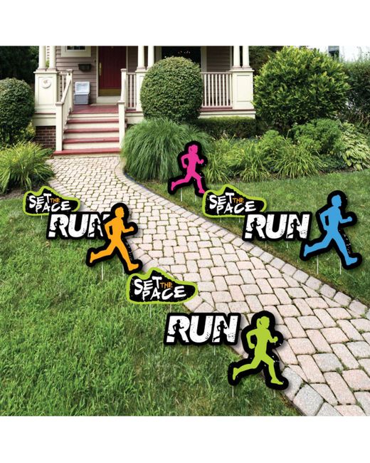 Big Dot Of Happiness Set the Pace Running Lawn Decor Outdoor Party Yard 10 Pc