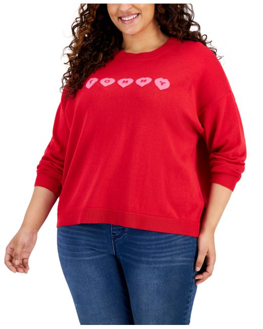 Tommy Hilfiger Plus Long-Sleeve Heart Sweater Dahlia