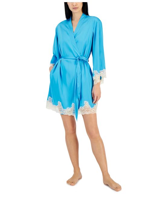 I.N.C. International Concepts Lace-Trim Stretch Satin Robe Created for Macy