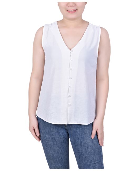 Ny Collection Petite Sleeveless Button-Front Blouse