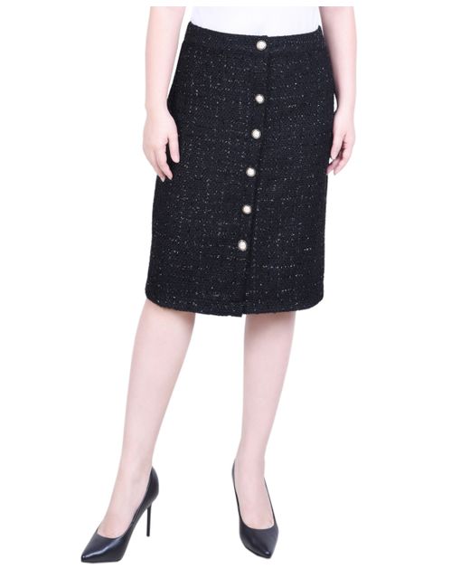 Ny Collection Petite Slim Tweed Double Knit Knee Length Skirt
