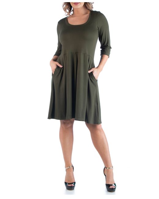 24seven Comfort Apparel Plus Fit and Flare Dress