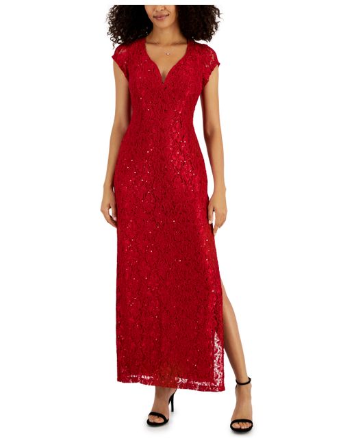 Connected Sequined-Lace Maxi Dress