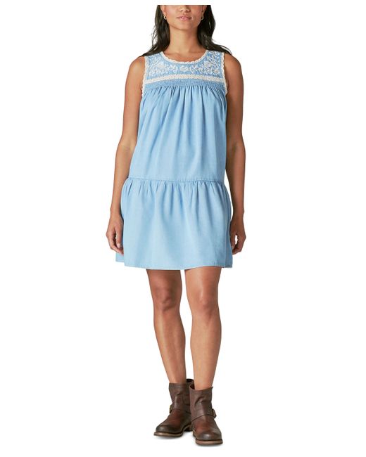 Lucky Brand Embroidered Chambray Mini Dress