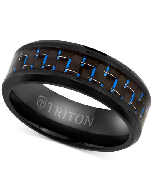 Triton Blue Carbon Fiber Inlay Comfort Fit Band