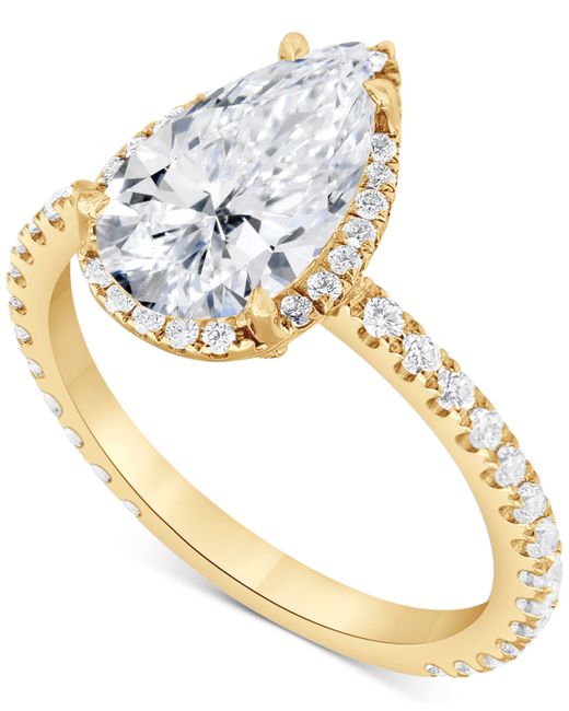 Badgley Mischka Certified Lab Grown Diamond Pear-Cut Halo Engagement Ring 2-1/2 ct. t.w. 14k Gold