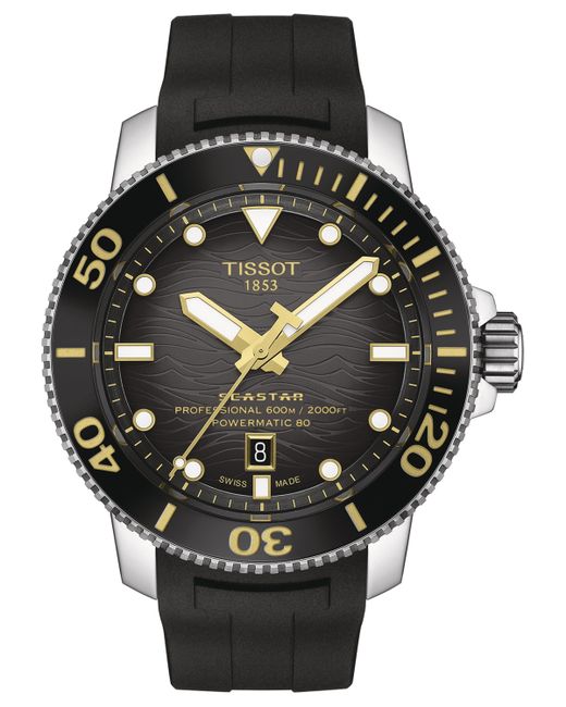Tissot Seastar 2000 Professional Powermatic 80 Automatic Rubber Strap Watch 46mm
