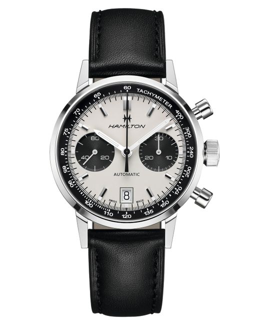 Hamilton Swiss Automatic Chronograph Intra-Matic Leather Strap Watch 40mm