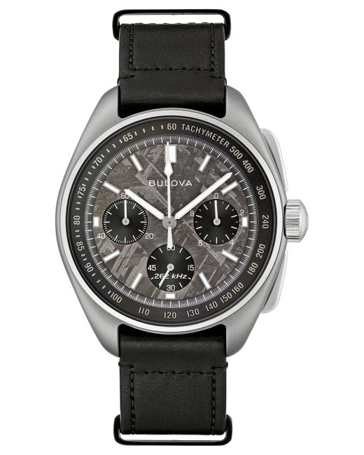 Bulova Chronograph Lunar Pilot Meteorite Leather Strap Watch 44mm Limited Edition