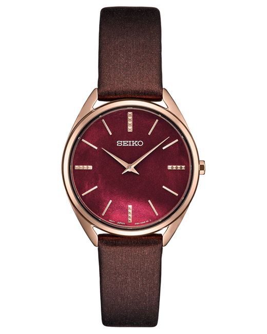 Seiko Essentials Brown Leather Strap Watch 32mm
