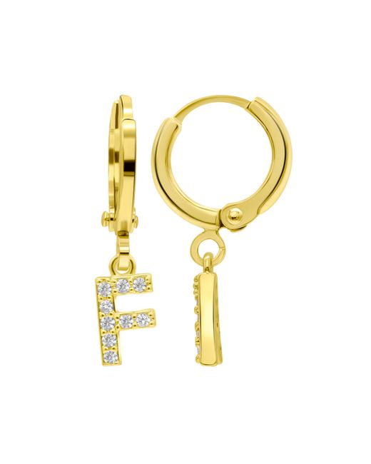 Adornia 14K Gold-Plated Initial Pave Huggie Hoop Earrings