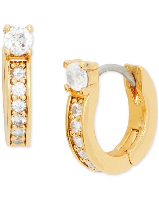 Kate Spade New York Gold-Tone Precious Delights Crystal Huggie Hoop Earrings Clear.