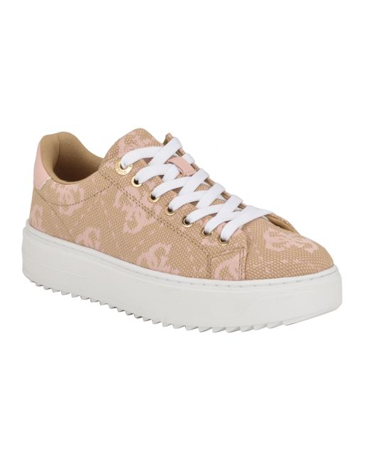Guess Denesa Tread Bottom Fashion Sneakers with Logo Pink