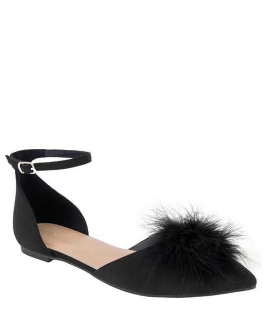 BCBGeneration Kassia Faux Feather Ankle Strap Ballet Flat