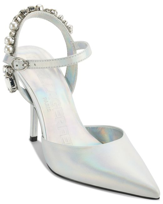 Karl Lagerfeld Shelli Embellished Ankle-Strap Pointed-Toe Pumps
