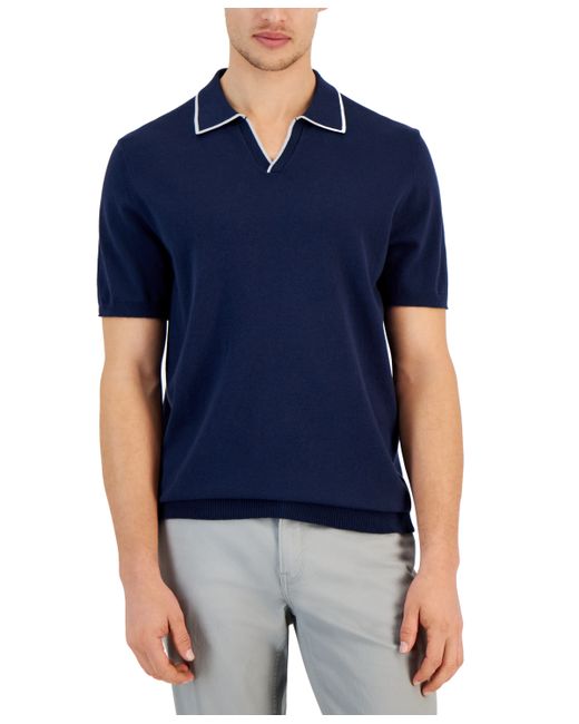 Alfani Short Sleeve Open-Collar Polo Sweater Created for