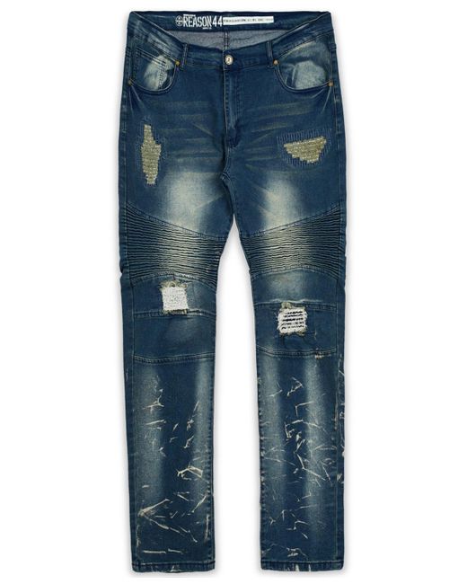 Reason Big and Tall Mulberry Moto Skinny Denim Jeans